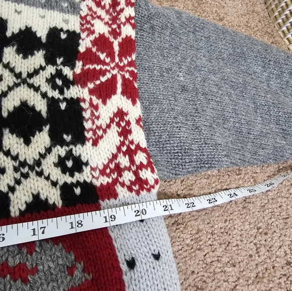 Eddie Bauer Vintage Knit Bunny Snowflake Christmas Sweater In Grey Unisex Size S